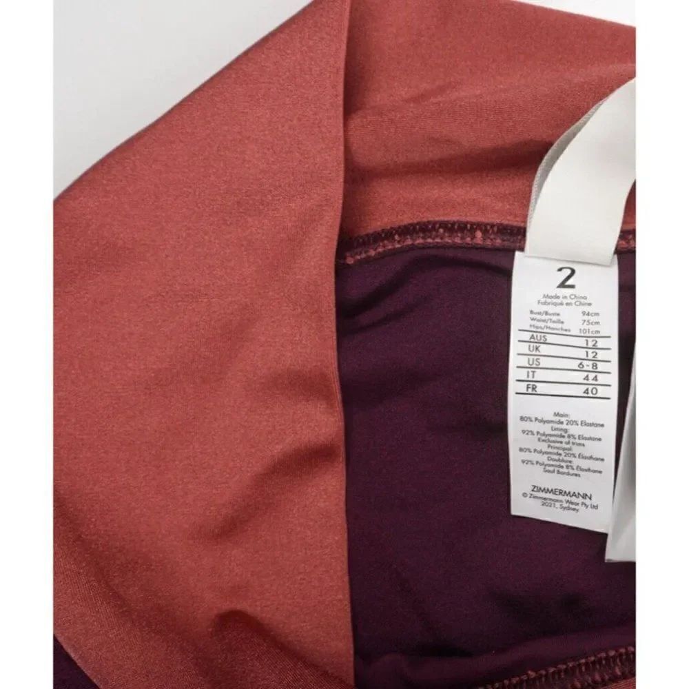 Zimmermann Womens Rosa Colorblock High Rise Bikini Bottoms Purple Sz 2 US 8 NWT - Picture 6 of 6